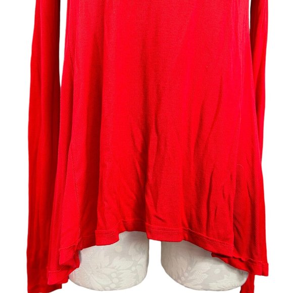 Free People Long Sleeve High Low Tee Shirt XS Red - Picture 4 of 14